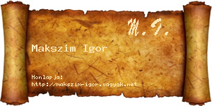 Makszim Igor névjegykártya